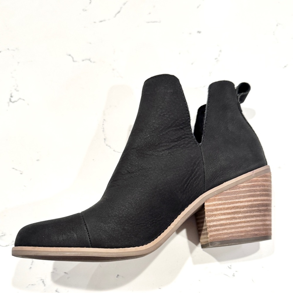 Toms Eliza Black Nubuck Leather Wedge Heel Ankle Boots Women’s Size 8.5 NWOT - Picture 9 of 14
